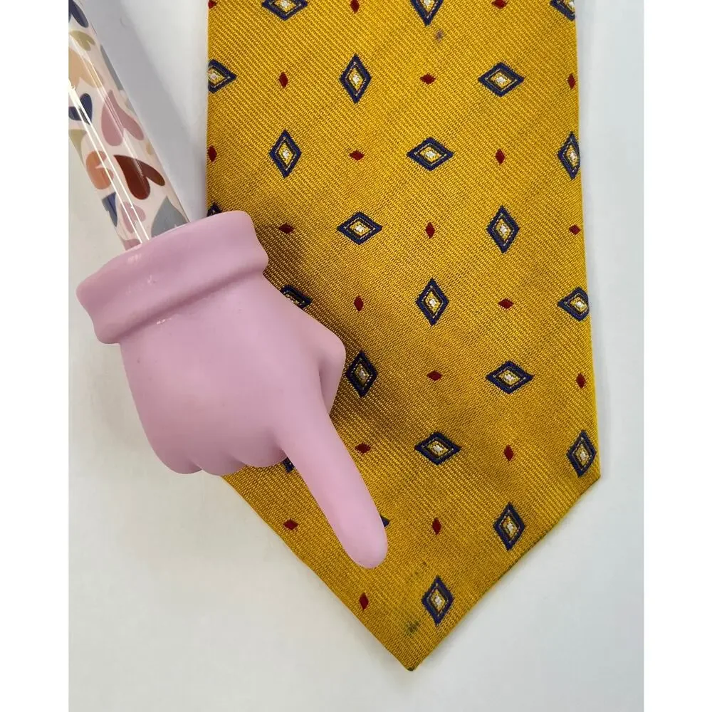 Lauren Ralph Lauren Yellow Silk Tie Blue Red Diamond Geometric USA Made
